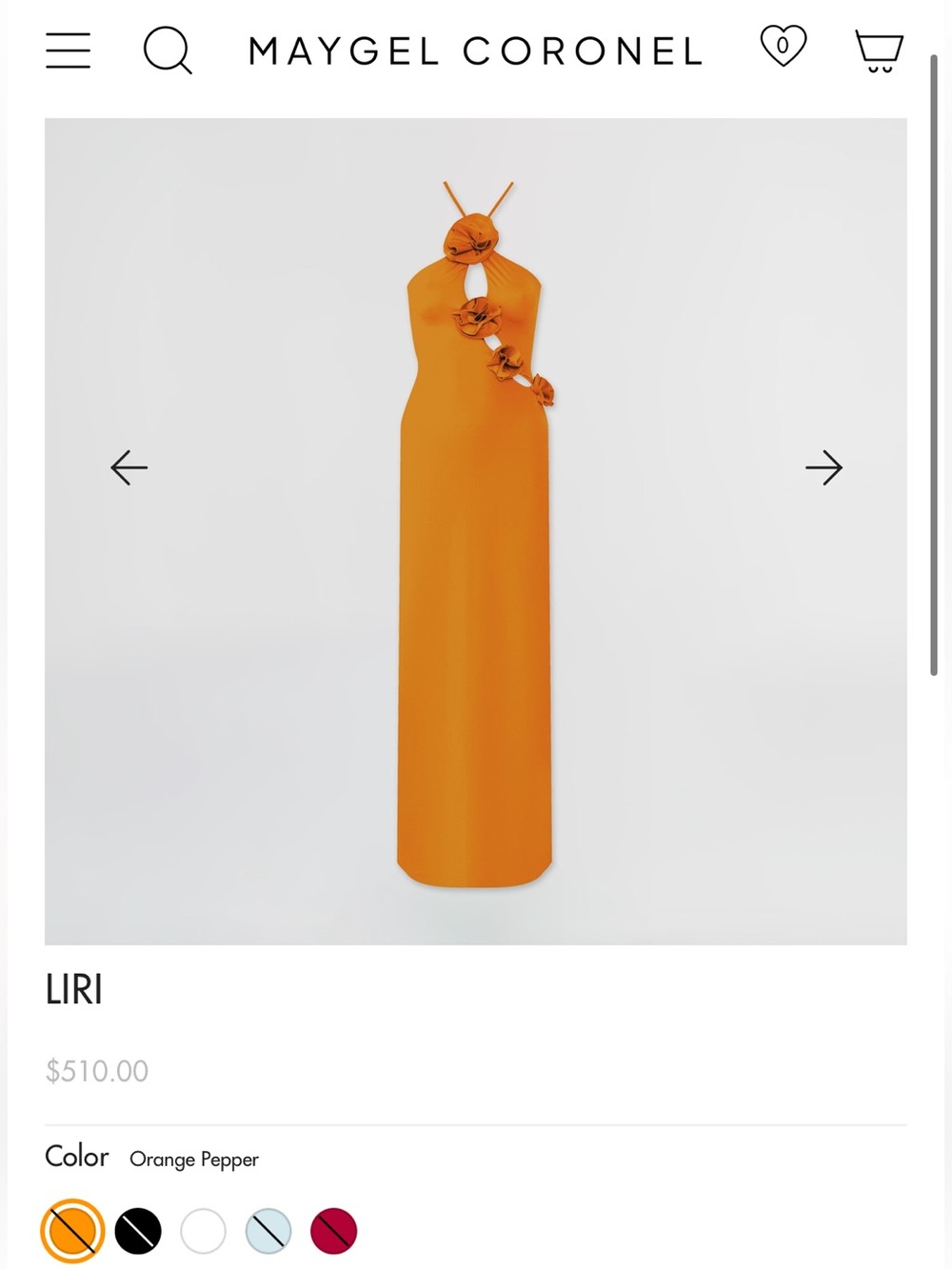 Maygel Coronel Liri Halter Dress in Orange Pepper - Size XXS/XS